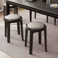 Table de salle à manger et tabouret de bar modernes empilables en bois massif de style nordique minimaliste pour salon et bar, petite chaise