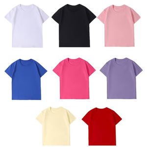 도매 맞춤 아동 여름 면 티셔츠 단색 드롭숄더 오버사이즈 여아 남아 티셔츠 무지 키즈 티셔츠 - Product Image 4