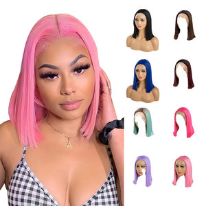 European and American Fashion Forehead Lace Lace <b>Wigs</b> Women Cross-border bobo head mid-point bangs <b>wig</b> full headgear - Product Image 1