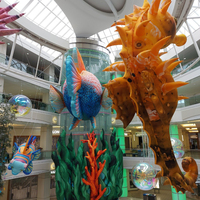 Poisson lumineux gonflable suspendu, Poisson disque diamanté gonflable, Poisson-lion, Modèle d'animal marin personnalisé pour la décoration d'aquarium