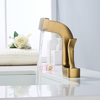 Robinet de lavabo cascade moderne en laiton avec cartouche céramique, monotrou, à poser sur comptoir, pour eau chaude/froide, pour salle de bain