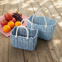 Panier de rangement pour fruits en PVC écologique moderne, fait main, tressé avec poignée, pour la cuisine et les fêtes