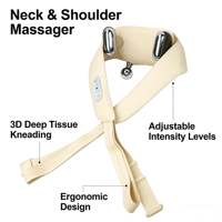 Masseur de cou portable rechargeable 2000 mAh, sangle de massage des épaules par pétrissage avec 42 points de massage ° Thérapie thermique C, appareil sans fil