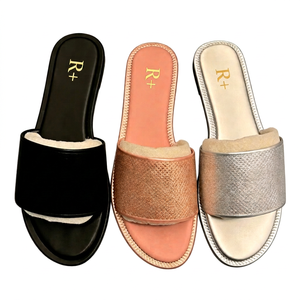 Sandales plates pour femmes, à bout ouvert, à enfiler, chaussures d'été - Product Image 1