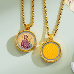 GIVELUCK Edelstahl 18K Vergoldeter St. Lucie Orthodoxer Ikonen-Anhänger Kundenspezifisches Design Medaillen für Sehschutz und Spiritualität - Product Image 2