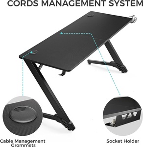 2023 nero Led Rgb Pc Computer Racing Table Home Office Computer Desk Pc mobili moderni computer a forma di X scrivania da gioco nera - Product Image 5