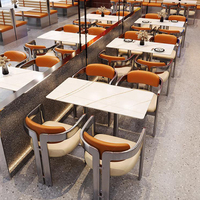 Ensemble table et chaises en acier inoxydable XZY pour restaurant, usage hôtelier, mobilier commercial