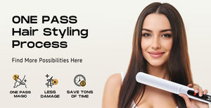 مكواة شعر احترافية بتقنية PTC وأيونات سالبة مع شاشة LCD، أداة تصفيف ساخنة، مكواة مسطحة كبيرة سريعة التسخين - Product Image 2