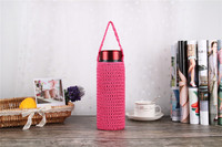 Housse de protection pour bouteille d'eau isolée thermiquement, sac de rangement en maille avec poignée, sac de transport portable pour tasse