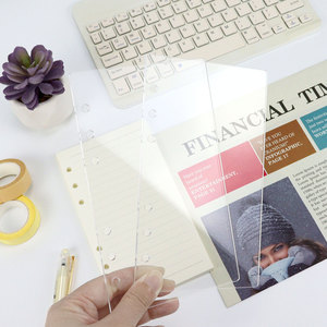 A6 Acrylic máy tính xách tay bìa cứng nhựa 6-Ring chất kết dính tấm rõ ràng nhựa trống máy tính xách tay bìa DIY - Product Image 1