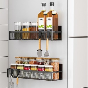 Étagère magnétique de rangement pour réfrigérateur et lave-linge, 4 niveaux, noire, organisateur de cuisine suspendu pour les essentiels du réfrigérateur - Product Image 2