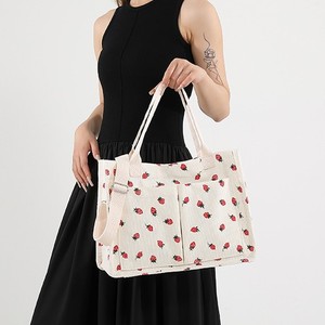 I-0214 usine sac fourre-tout portable grande capacité belle Simple mode collège Style décontracté personnalisé sac à bandoulière en velours côtelé - Product Image 5