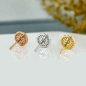 Elvora Gems Women's 14k Gold Diamond Cluster <b>Earrings</b> Minimalist Disc Studs Pave Setting 74 Stones .20ct Total Butterfly Clutch - Product Image 2