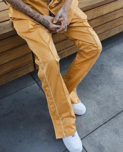 KY Custom Piping pantaloni bianchi da uomo elastico in vita <span class=keywords><strong>Jogger</strong></span> pantaloni impilati pantaloni a gamba dritta con coulisse pantaloni larghi in poliestere - Product Image 3