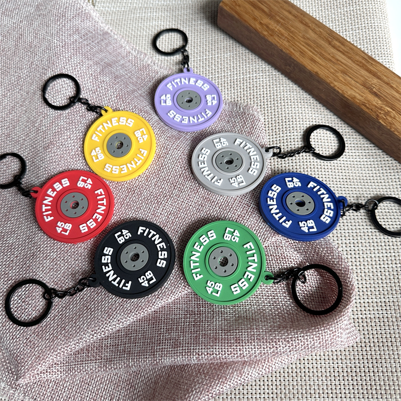 Mini Weight Plate Keychain Realistic Barbell Disc Design Heavy Metal Fitness Gift Gym Lovers Designer Workout Accessory