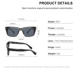 Gafas de sol con lentes UV400 clásicas de moda 2025, gafas de sol Retro personalizadas de alta calidad, gafas de sol con montura cuadrada de acetato a la moda - Product Image 3