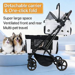 Poussette double pliable 3-en-1 légère et compacte JXB Custom Label avec paniers amovibles - Product Image 2