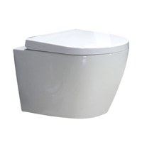 Inodoro suspendido de diseño moderno con cisterna oculta, taza de inodoro, tapa de asiento UF, cerámica, drenaje en forma de P para baño