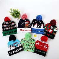 Cappello di Natale con Luci LED, Design Personalizzato con Logo Ricamato, Berretto in Velluto Spesso, Cappello da Babbo Natale per Celebrazioni, Stile Cowboy Lavorato a Maglia