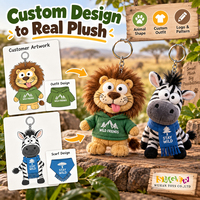 Porte-clés en peluche animaux de la jungle mignons, breloques de sac en peluche personnalisées en gros pour cadeaux de détail, promotions et articles promotionnels de marque