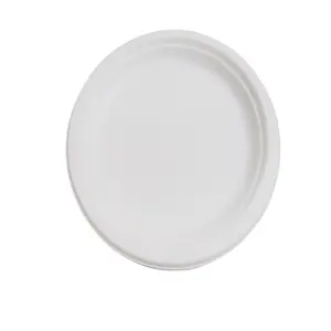 6.75 Nature Blanc Rond Biodégradable Compostable Canne à Sucre Bagasse Assiettes en Papier Jetable