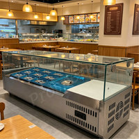 Table de préparation de salades à refroidissement direct en acier inoxydable, comptoir réfrigéré pour bar à salades avec bac GN 1/9, pour restaurant et fast-food