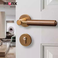 Serrure de porte intérieure en alliage de zinc, style chinois silencieux et moderne, style bois rétro original, serrure de porte de chambre, poignée de porte en bois grainé