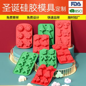 Christmas <b>Silicone</b> Cake Mold 6 Holes Flexible Food Safe <b>Baking</b> Soap Mold Holiday Shape For DIY Dessert Making - Product Image 5