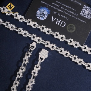ขายส่งราคา8.5มมเย็นออกห่วงโซ่925เงินที่กำหนดเองสร้อยข้อมือเพชรฮิปฮอปเครื่องประดับผู้ชาย VVS Moissanite Link สร้อยข้อมือโซ่ - Product Image 3