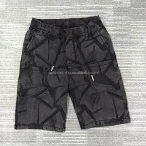 Custom Black Full Camouflage Printing Cargo Bermuda Shorts For Men