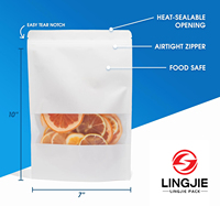 Sachets Doypack en papier kraft blanc avec fermeture éclair et fenêtre pour l'emballage d'aliments pour animaux de compagnie, impression par gravure