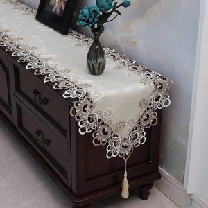 Luxury American Style Vintage Embroidered Lace Floral Tassel Decorative Polyester <strong>Dining</strong> <strong>Table</strong> <strong>Runner</strong> for Tea Art Coffee - Product Image 3