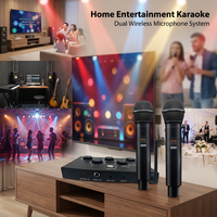 Profesyonel Ev Sineması Kablosuz Dijital Karaoke Mikser Sistemi Çift UHF 2 Kanallı Dinamik Mikrofonlar Amplifikatör için DSP Efektleri