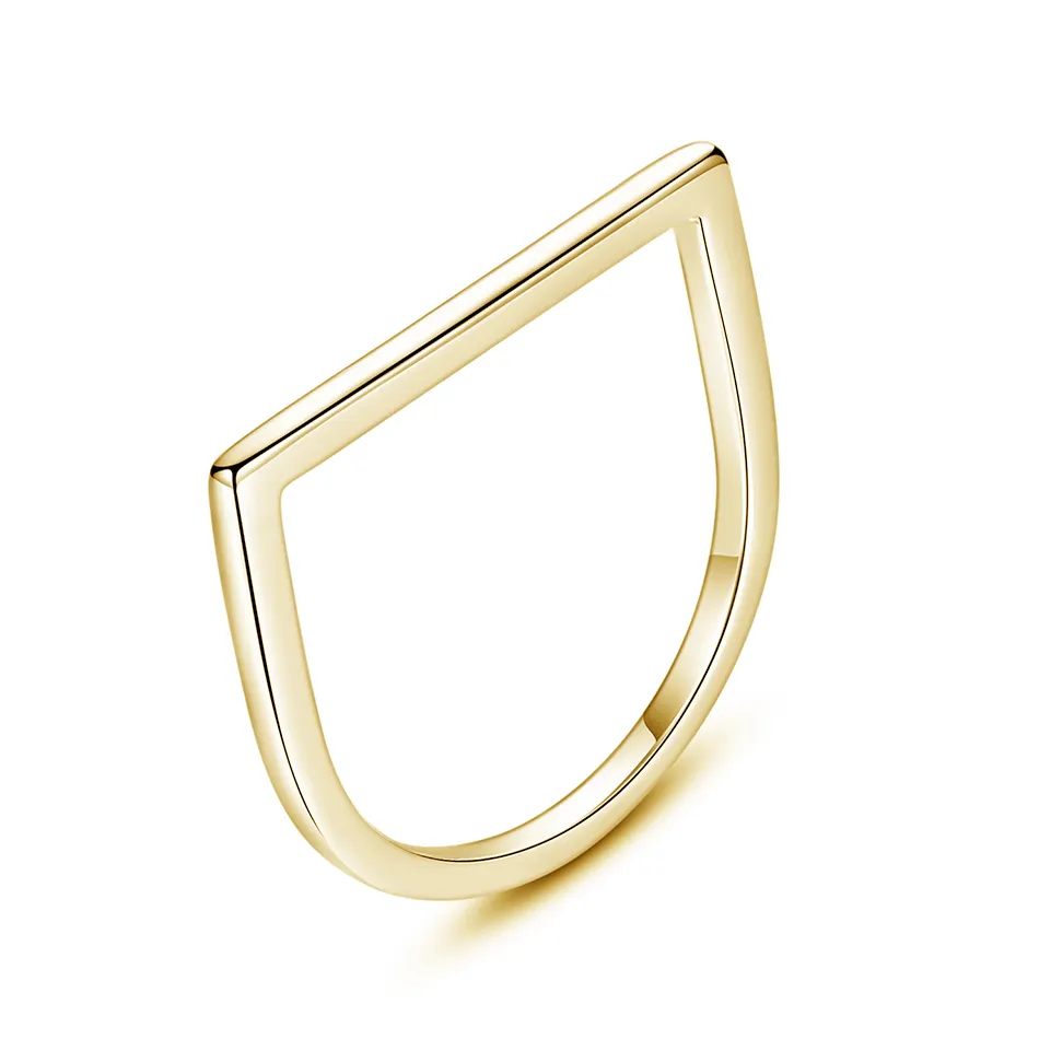 925 Silver Ring Jewelry Wholesale 925 Sterling Silver 14K Gold Vermeil Bar Square Simple Ring
