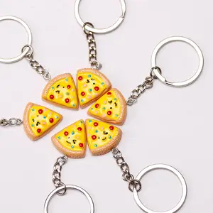 Xinxing Imitation Resin Toy Pizza Key Chains Miniature Food Keychains Llavero de comida de Pizza Food Keychain