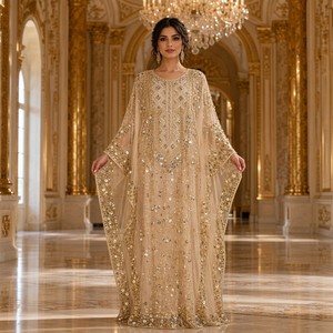 Nuovo <span class=keywords><strong>Abito</strong></span> Abaya per Donne Musulmane 2026, Ricamato con Strass e Paillettes, Elegante Abbigliamento Femminile in Stile Islamico <span class=keywords><strong>Arabo</strong></span> - Product Image 1