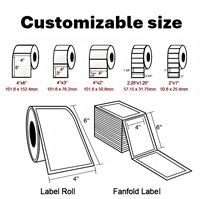 Label Kertas Thermal Fanfold 4x6, Tumpukan Kompak, Perekat, 500 Lembar, Hemat Tempat untuk Pengiriman Paket Kecil