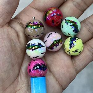 Perles en acrylique solides imprimées UV AB de 16 mm, 200 pièces, pour stylos d'Halloween, colliers épais et fabrication de bijoux fantaisie - Product Image 1