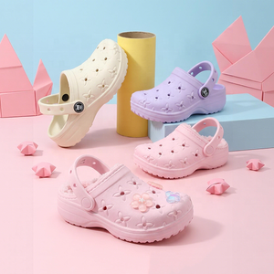 OLICOM Vente <span class=keywords><strong>en</strong></span> gros Sabots personnalisés avec logo pour filles, chaussures pour enfants, jolies fleurs, EVA souple, antidérapants, confortables, respirants, sabots pour piscine et plage - Product Image 1