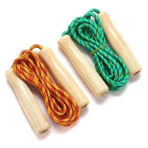 Wooden Skipping Rope Wholesale Custom Logo Training High Quality Equipment Gym Kids Green Jumping Ankle Wooden Handle Wood Fitness Skip Jump Rope