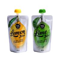 Emballage Doypack en plastique réutilisable imprimé transparent pour jus de fruits congelés, boisson, sachet debout avec bec verseur