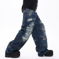 Jeans coupe-vent pour homme, style désert, marque américaine tendance, coupe ample et décontractée, pantalon large à coupe courbée pour homme