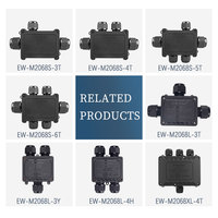 EW-M2068-4T IP68 étanche boîte de jonction 4 voies PA66 Nylon pour le câblage de câble d'éclairage LED extérieur électrique