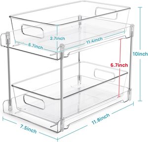 2-Tier Clear Plastic Eco-Friendly Durable Bathroom Storage Organizer Under-<b>Sink</b> Vanity Counter Container Double Storage Capacity - Product Image 6