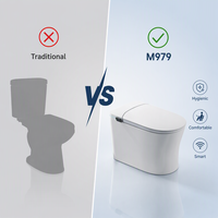 WC intelligent moderne avec chasse d'eau automatique par siphon, télécommande, cuvette allongée, fixation au sol, siège chauffant, siphon en S