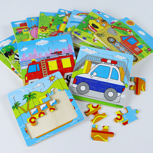 CPC CE Vente en gros <span class=keywords><strong>Puzzle</strong></span> en bois 9 pièces pour enfants, éducatif précoce, thème animaux de dessin animé et outils de circulation, avec panneaux d'apprentissage cognitif - Product Image 4