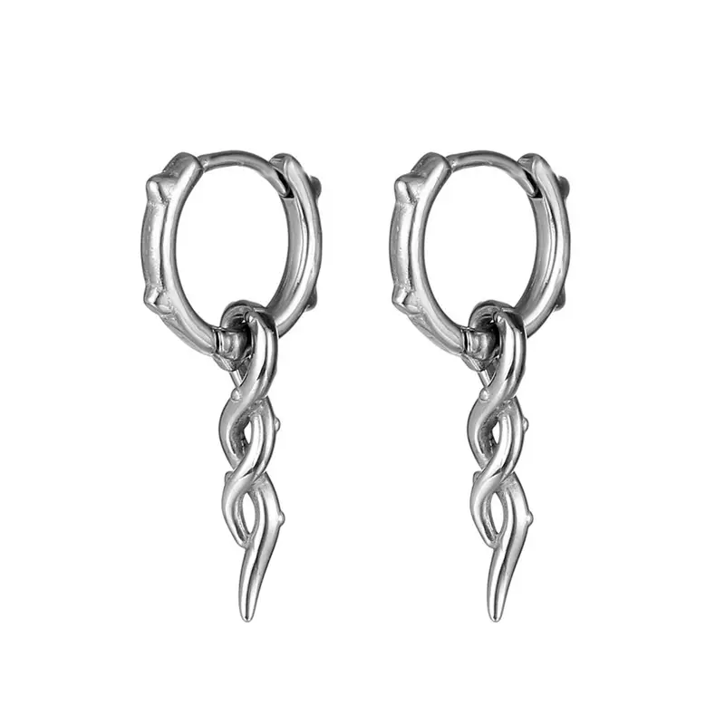 New Fashion Popular Stainless Steel Hip Hop Silver Earrings Piercing Punk Combination Jewellery For Men Women Jewelry