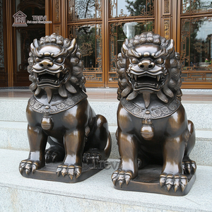 Tradizionale bronzo statua Fu cani <span class=keywords><strong>leoni</strong></span> cinesi guardiani per la vendita - Product Image 4