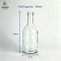 Bouteille en verre réutilisable de 350 ml à col court et à vis, idéale pour le vin de fruits, les liqueurs, les spiritueux et l'affichage en magasin.