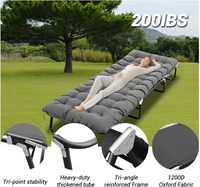 Lit de camping pour adultes - Cadre en acier allié, capacité de 220 lb, lit pliant avec matelas, portable et compact pour l'intérieur/l'extérieur/la maison/les voyages